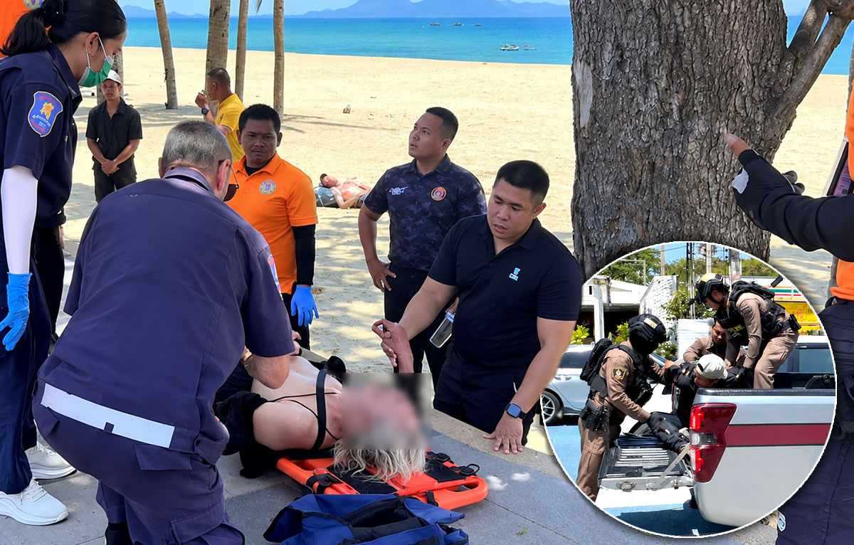 Vicious attack on UK man in Jomtien Pattaya leads to arrest of Thai man. 70 year old kicked in the face