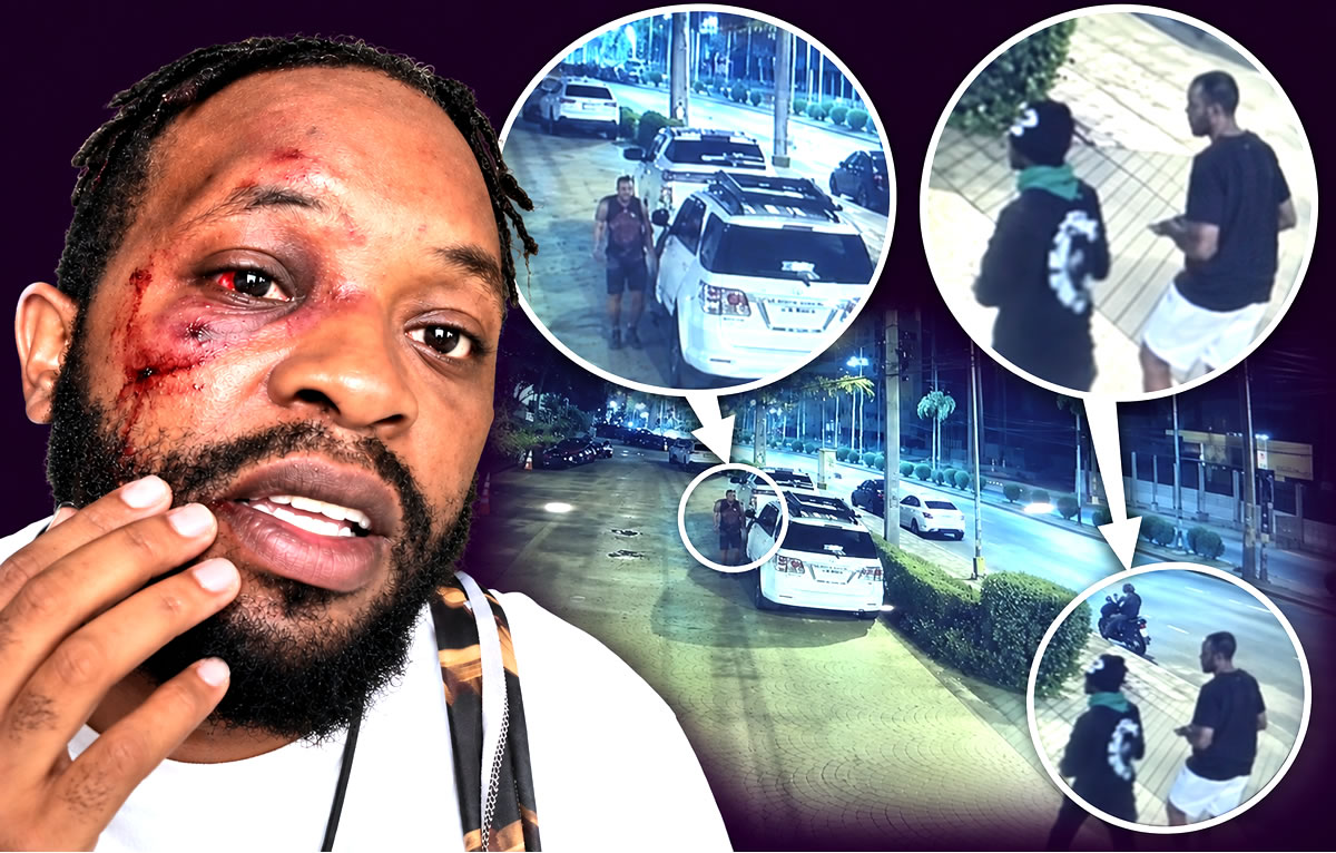 American YouTuber brutally attacked robbed and beaten outside a Pattaya bar by two ‘foreign’ assailants
