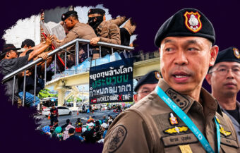 Protests at the IMF World Bank meetings turn violent but Bangkok police deny being heavy handed